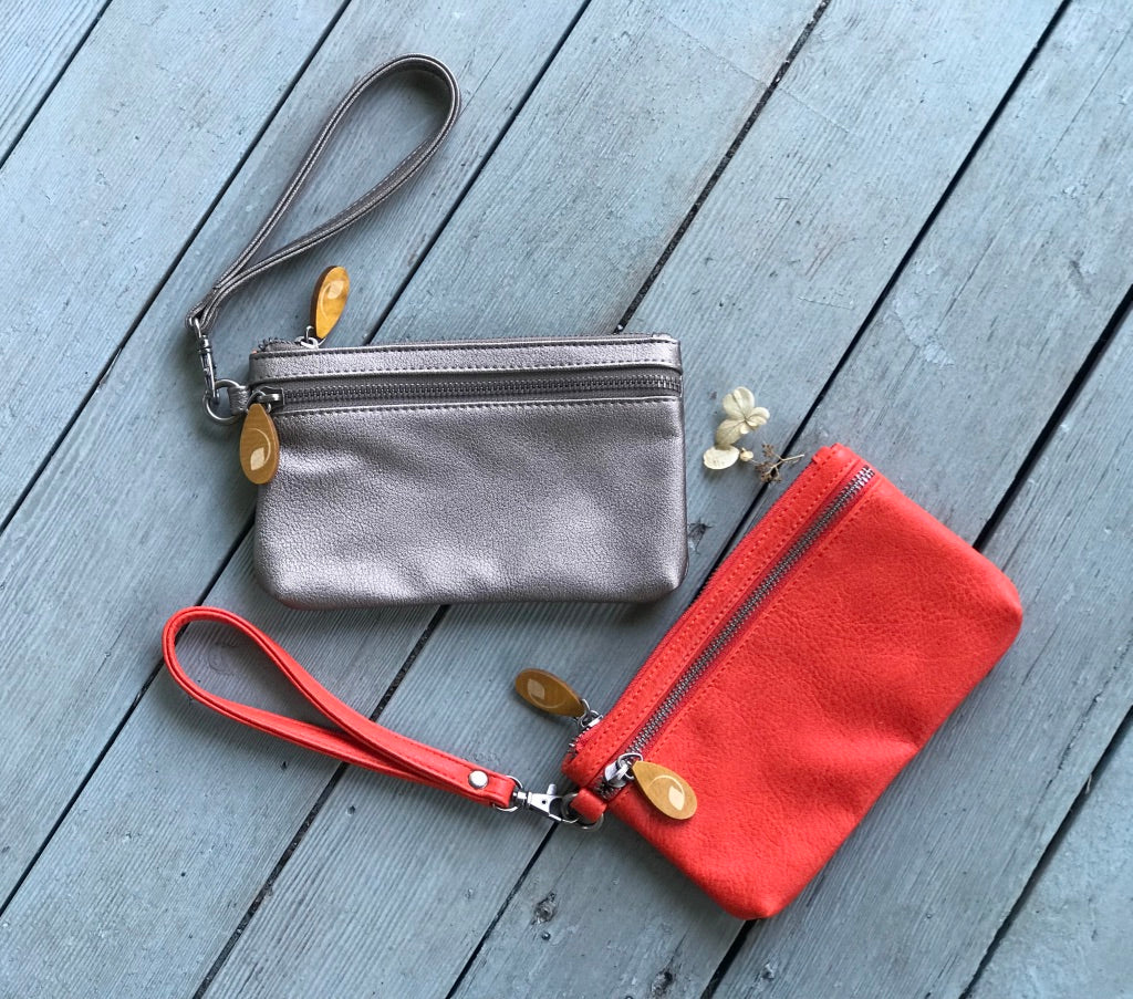 Brighton Vegan Wristlet Clutch - Gunmetal